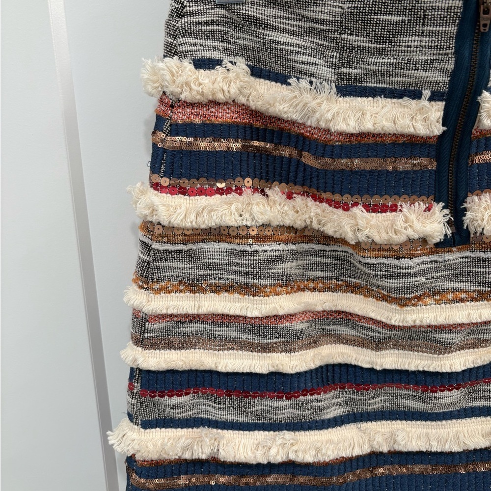 Anthropologie Moulinette Soeurs Erine Sequin Fringe Tweed Skirt Size 6 - Picture 10 of 15